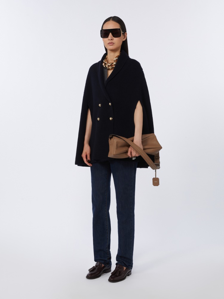 Double-breasted wool cape - MIDNIGHTBLUE - Max Mara