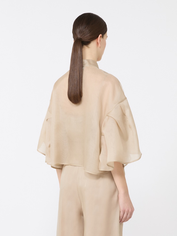 Silk organza cape - BEIGE - 3