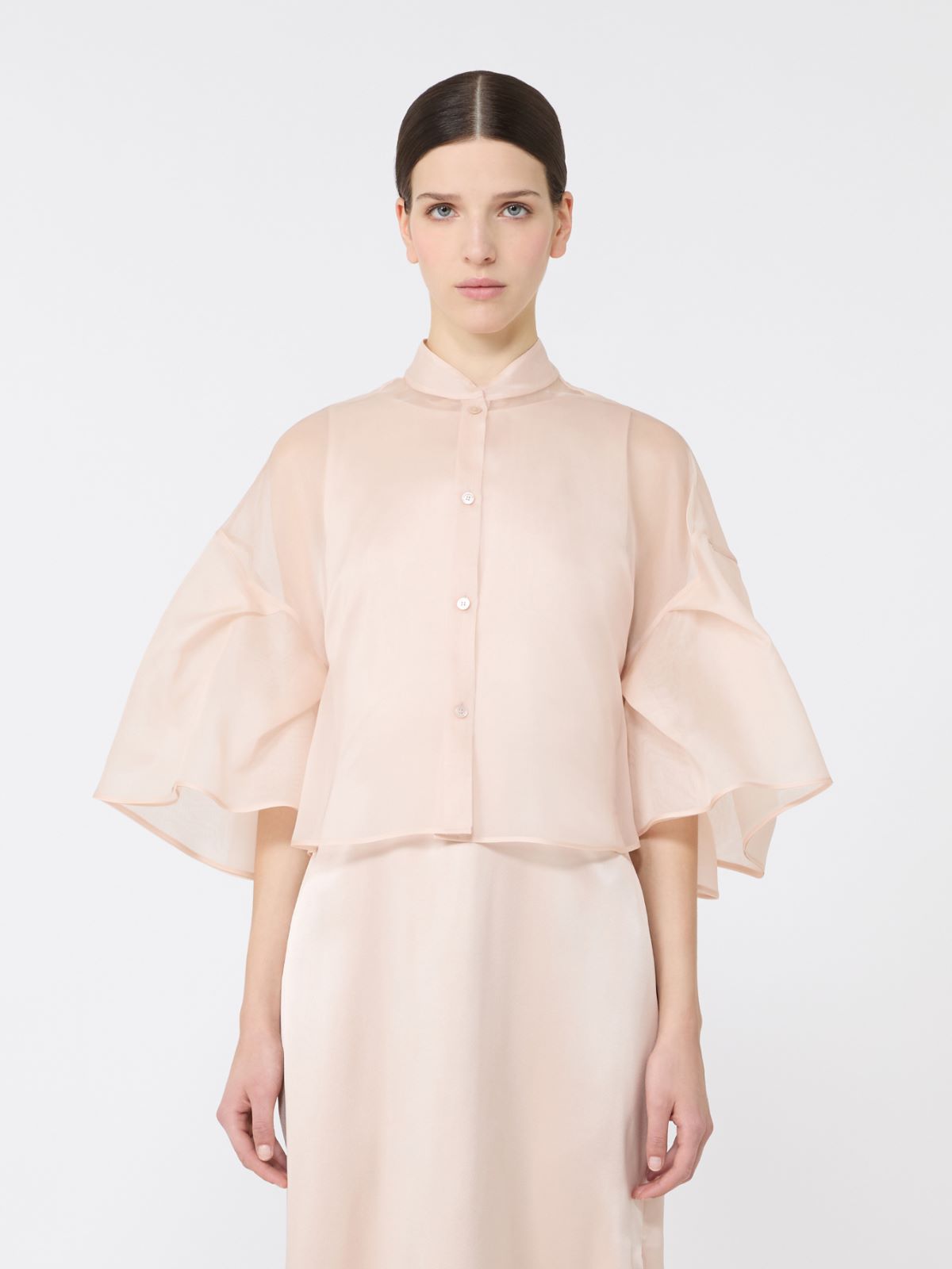 Silk organza cape - BEIGE PINK - 2