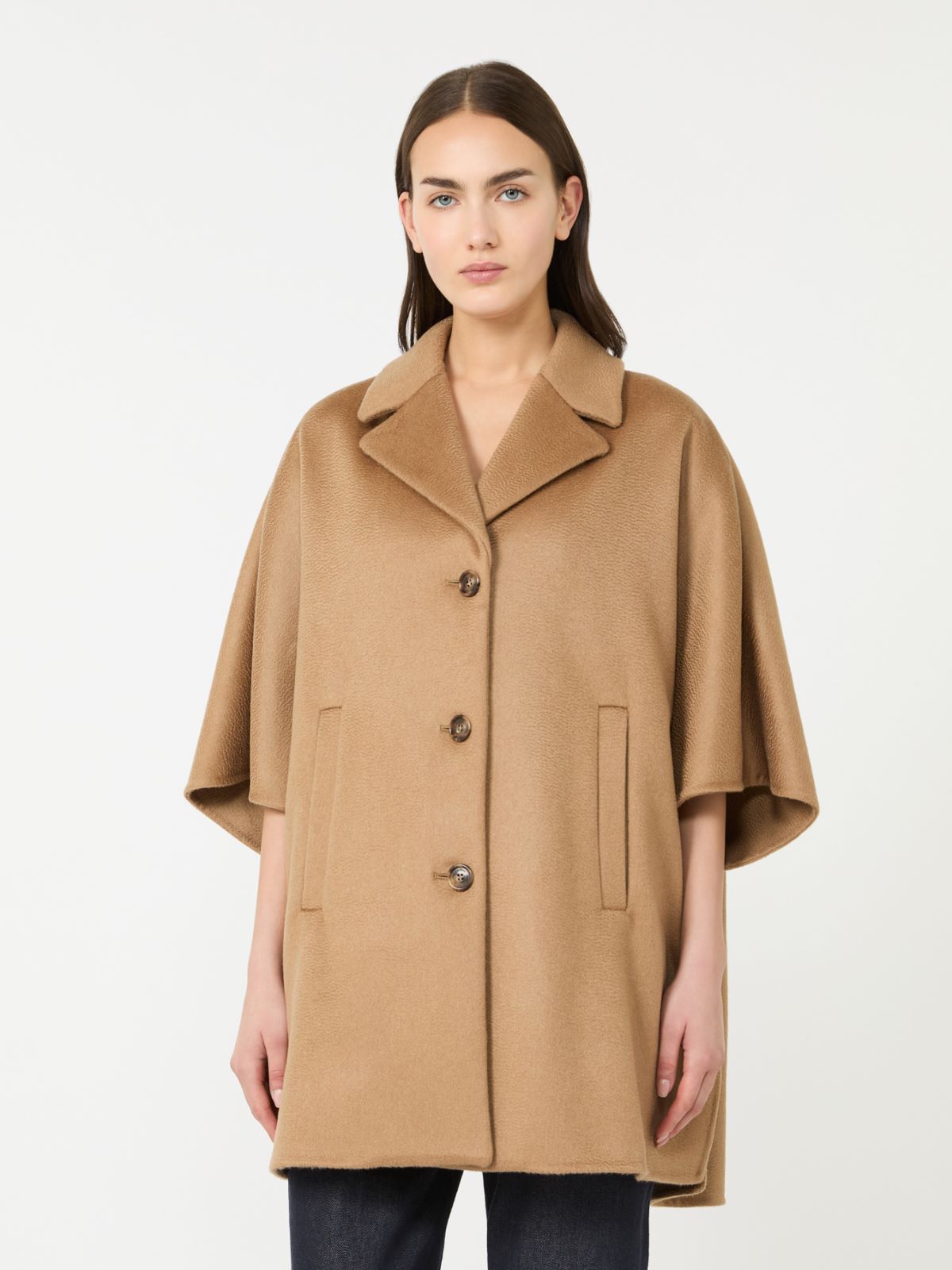 Oversized cashmere broadcloth cape - CAMEL - Max Mara - 8