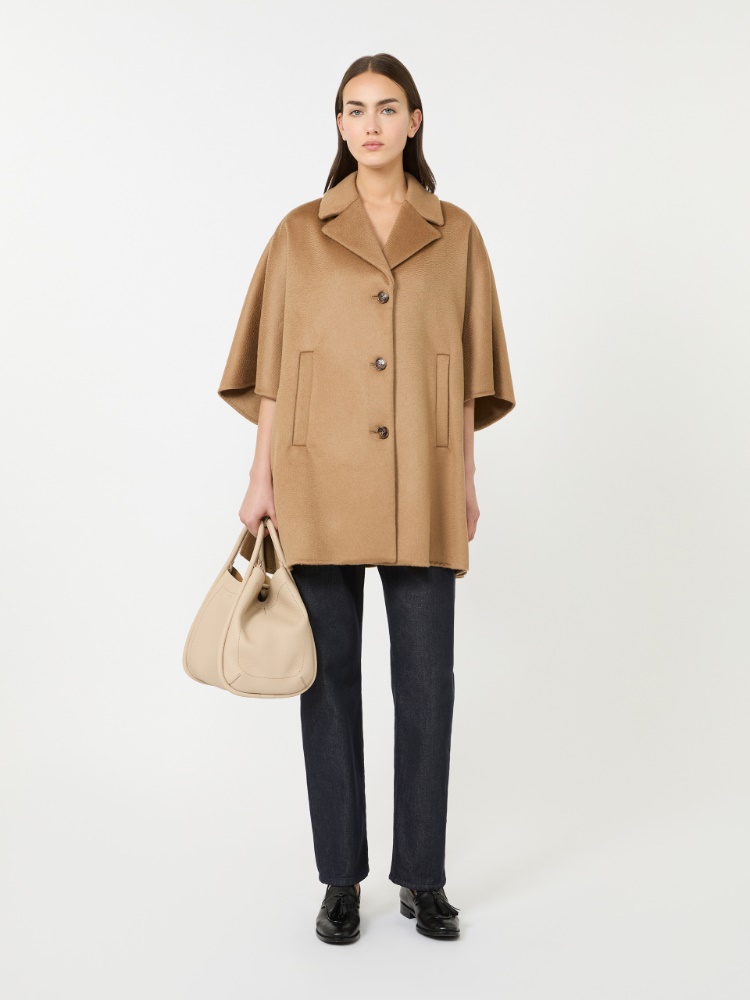Oversized cashmere broadcloth cape - CAMEL - Max Mara