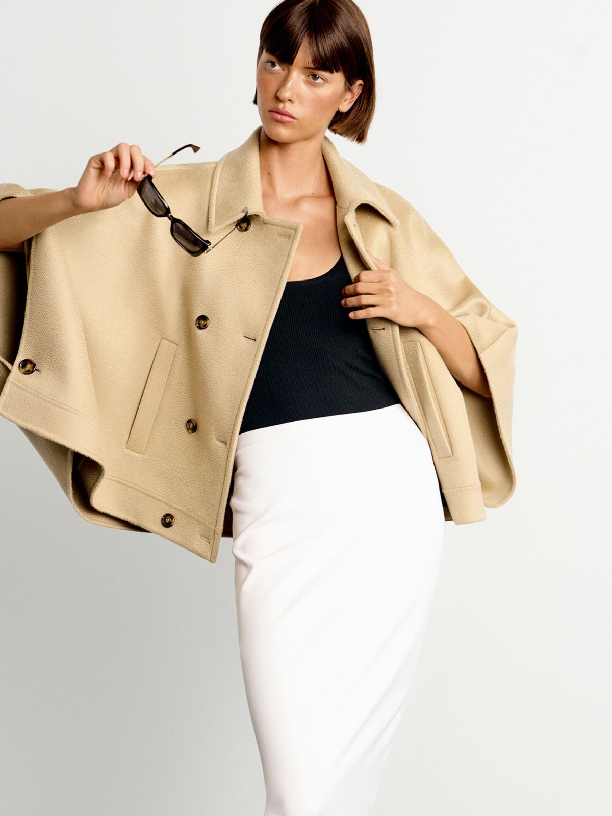 Boxy-fit cashmere cape - ALBINO - Max Mara