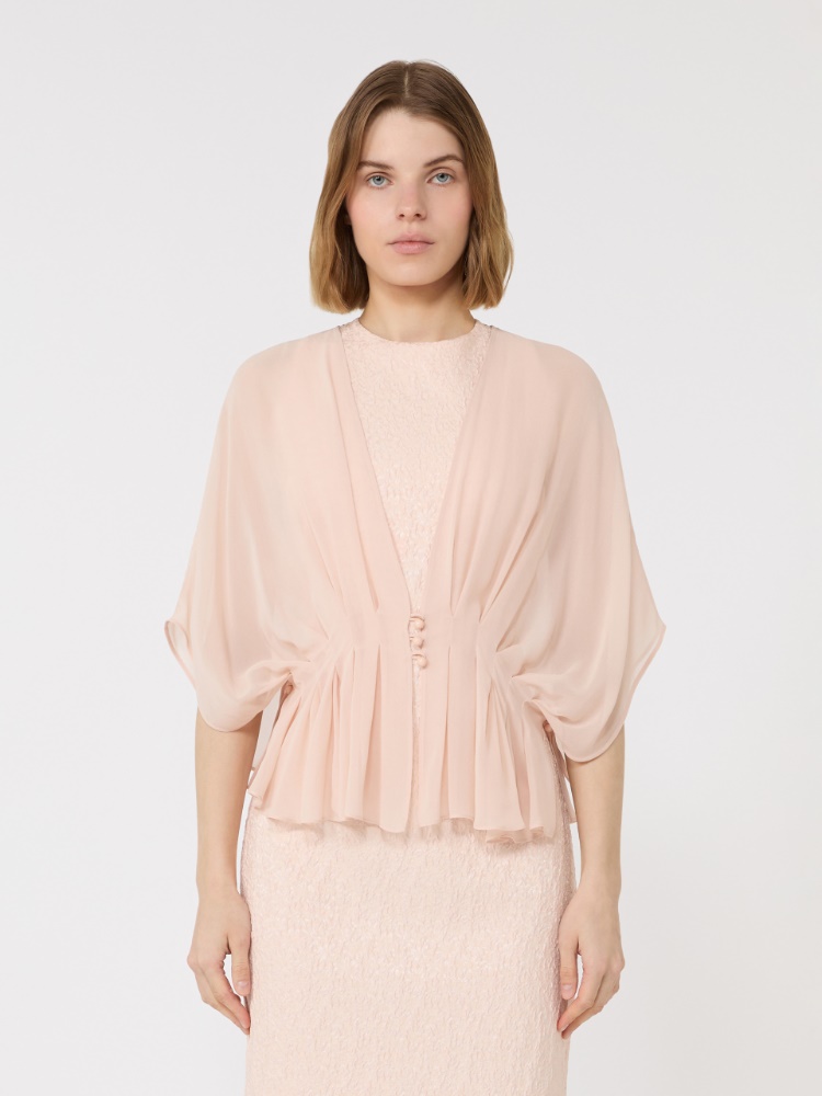 Draped cape in silk georgette - BEIGE PINK - Max Mara - 2