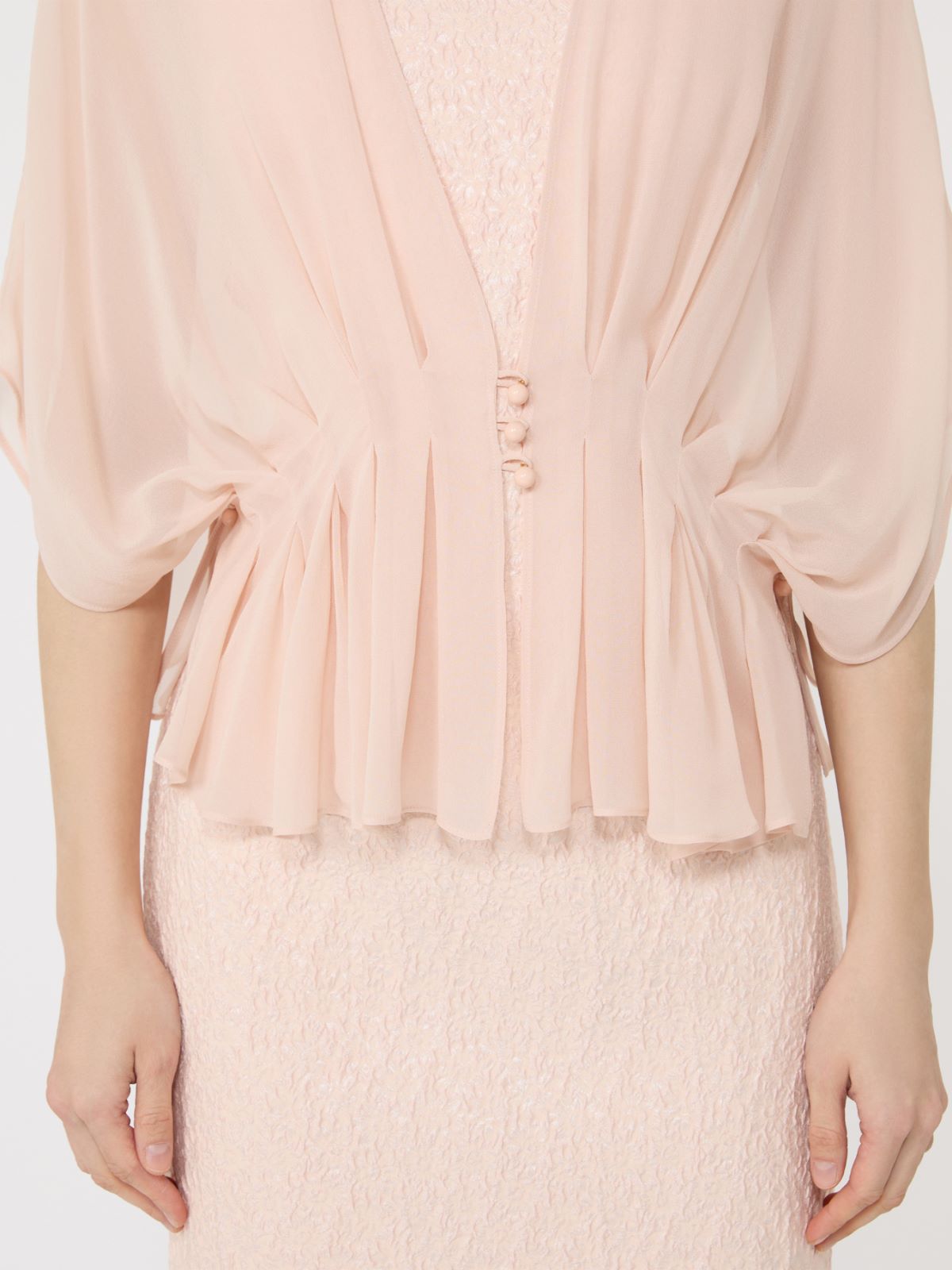 Draped cape in silk georgette - BEIGE PINK - Max Mara - 4