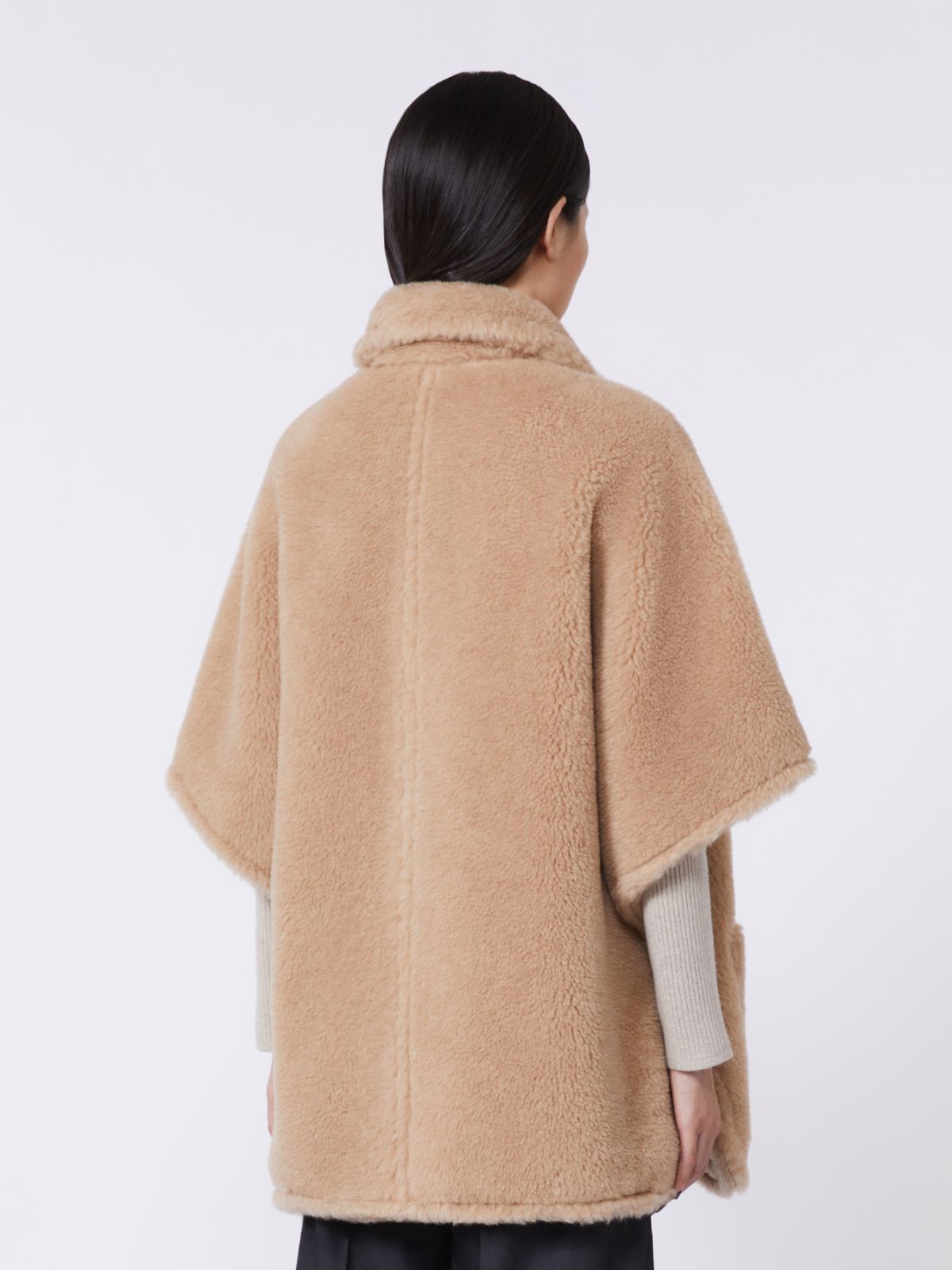 Alpaca and cashmere Teddy fabric cape - BEIGE - Max Mara - 5