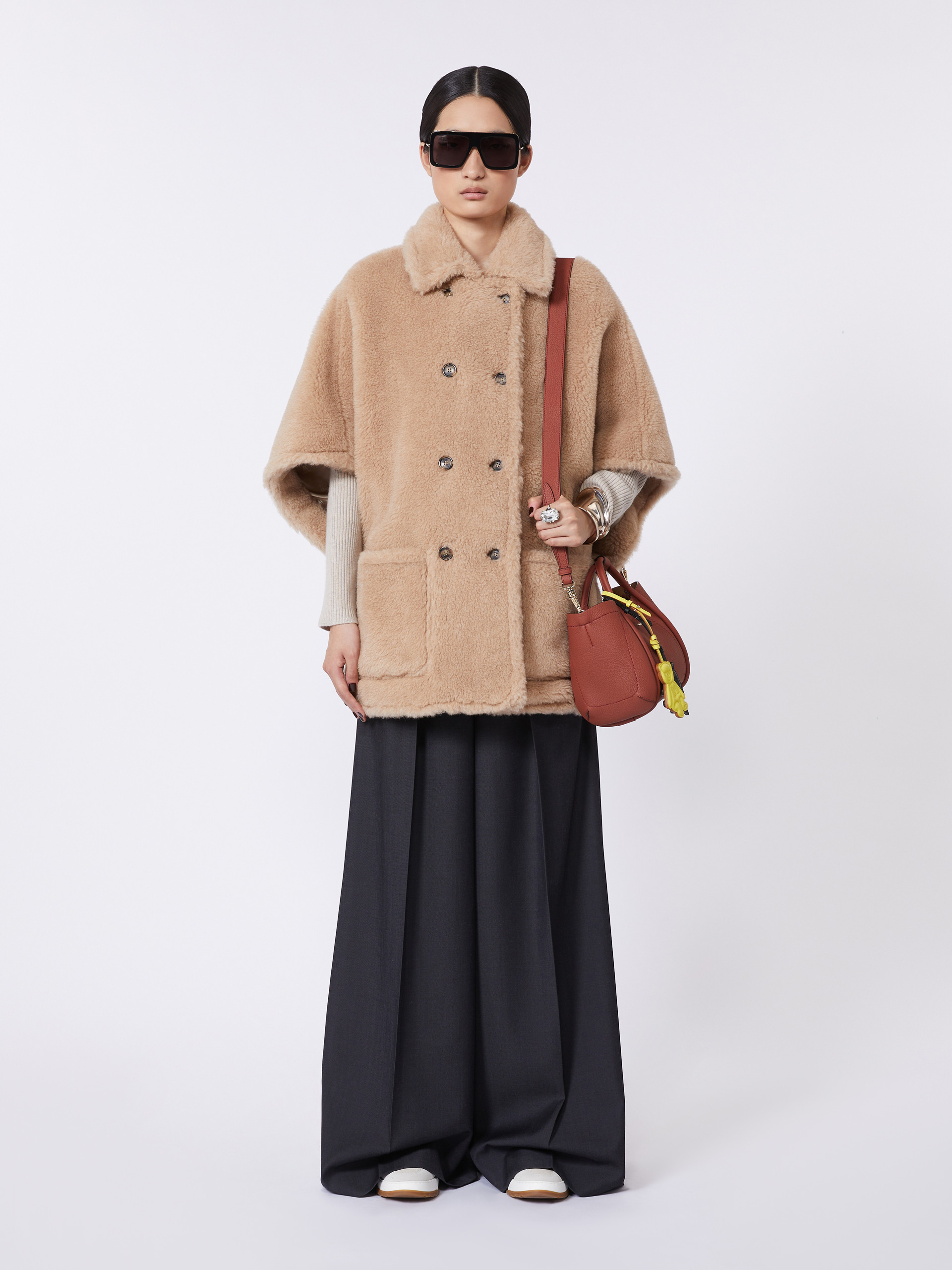 Alpaca and cashmere Teddy fabric cape - BEIGE - Max Mara