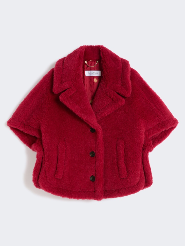 Alpaca and wool Teddy fabric cape - RED - Max Mara