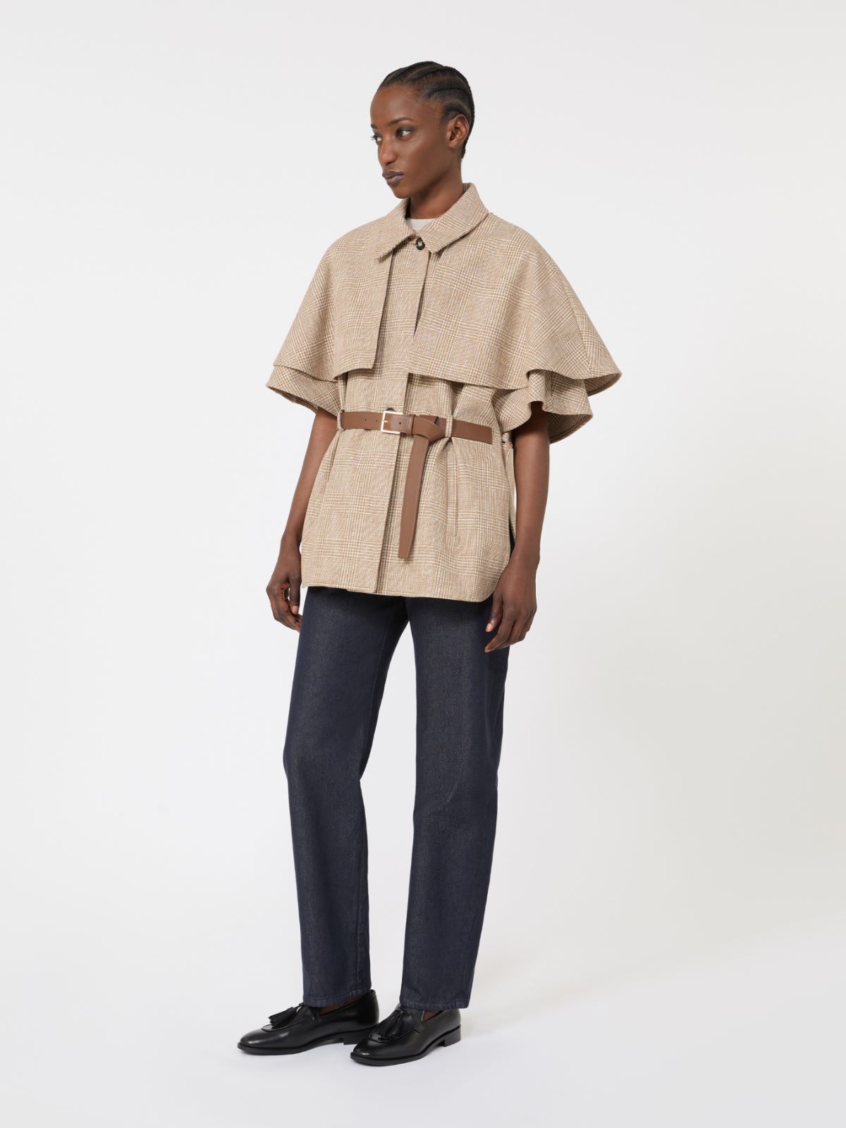 Glen plaid cotton cloak - TOBACCO - Max Mara