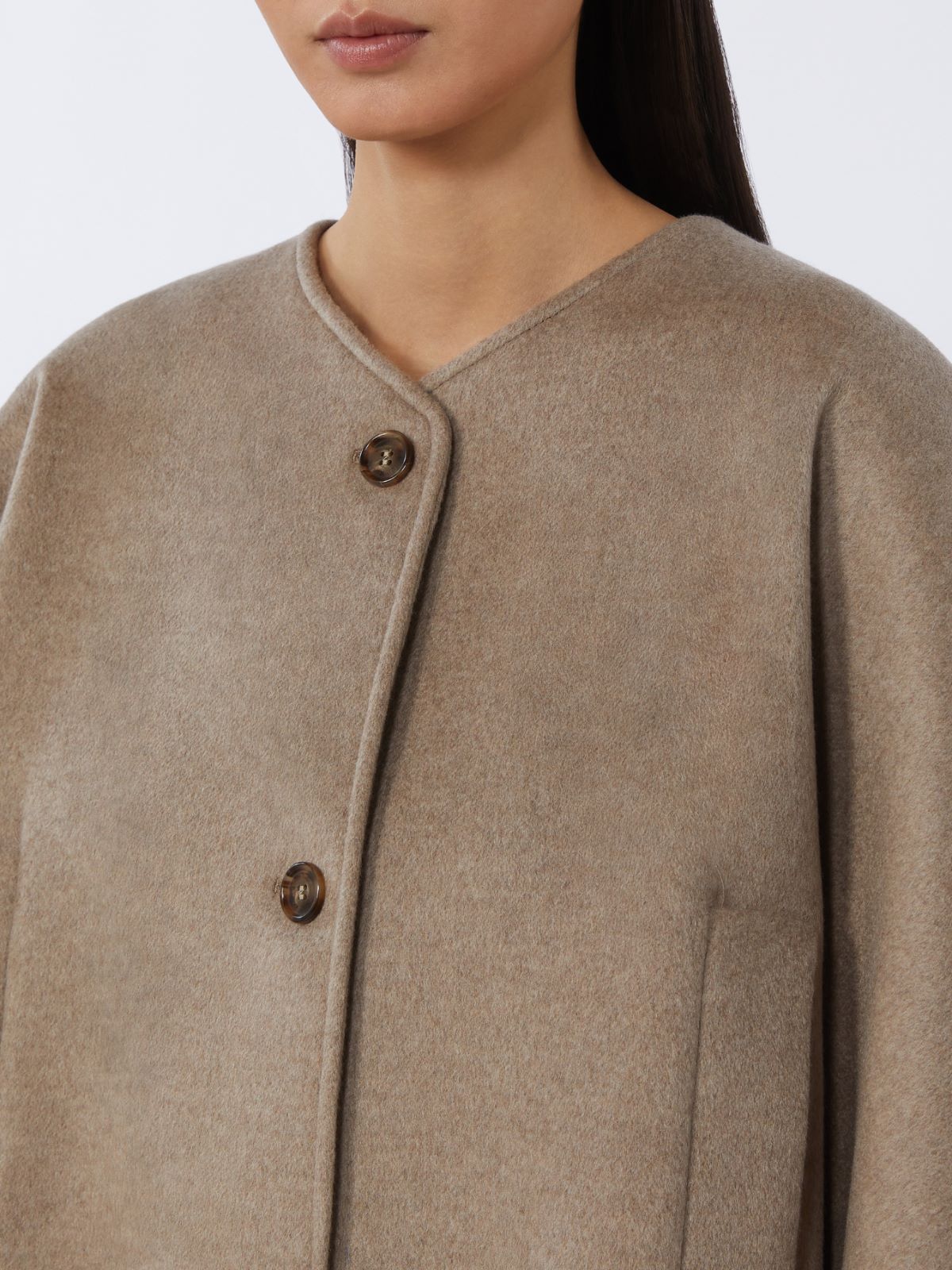 Kaszmirowa peleryna z szalikiem - POMARAŃCZOWOBRĄZOWY - Max Mara - 5