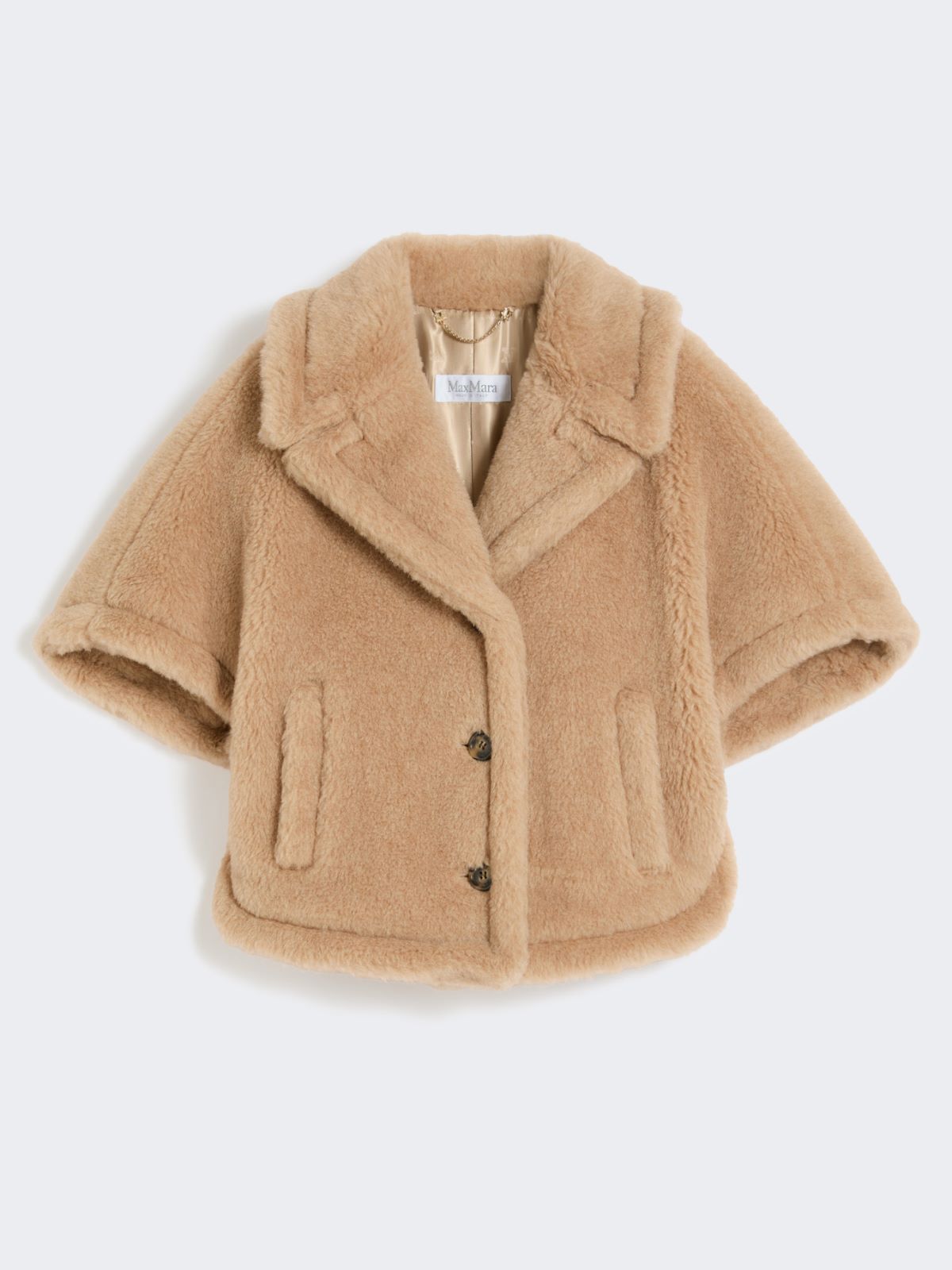 Boxy-fit alpaca and cashmere Teddy fabric cape - BEIGE - Max Mara - 5