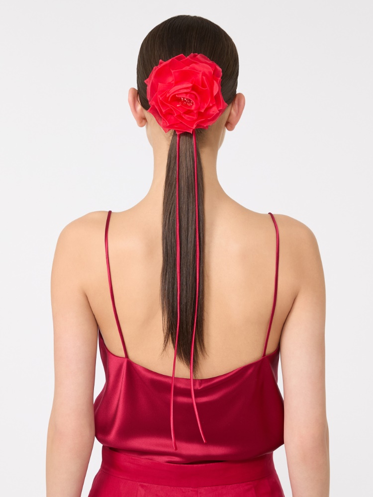 Silk chiffon flower brooch - RED - 4