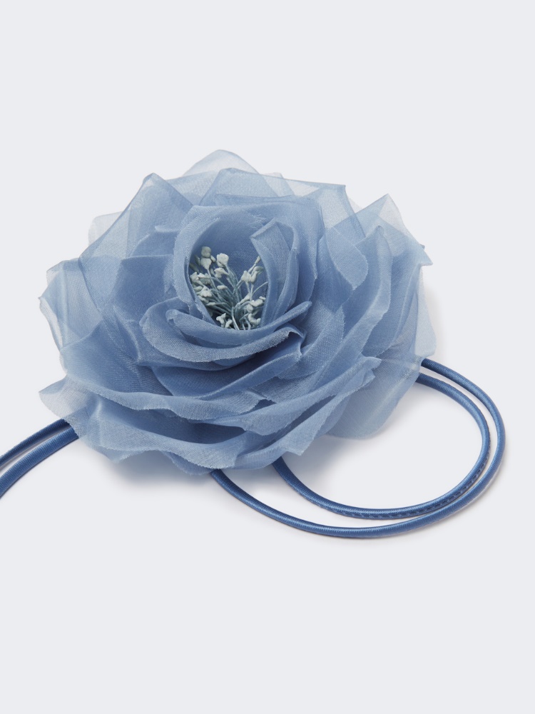 Silk chiffon flower brooch - LIGHT BLUE - 2