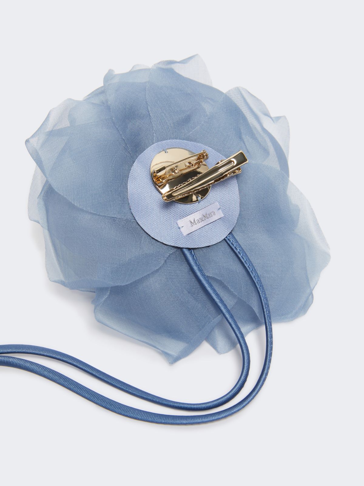 Silk chiffon flower brooch - LIGHT BLUE - 3