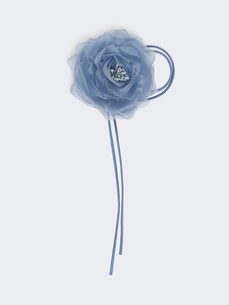 Silk chiffon flower brooch - LIGHT BLUE - 1