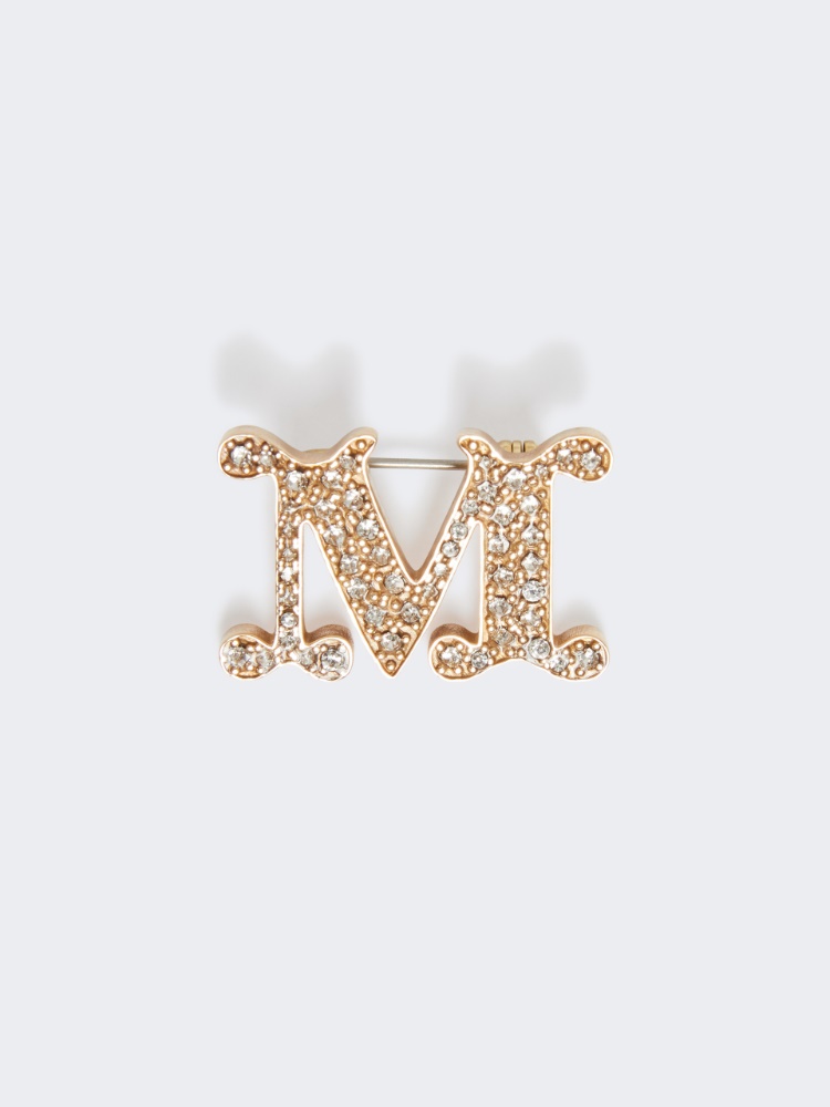 Crystal-adorned Monogram brooch - OPTICAL WHITE - Max Mara