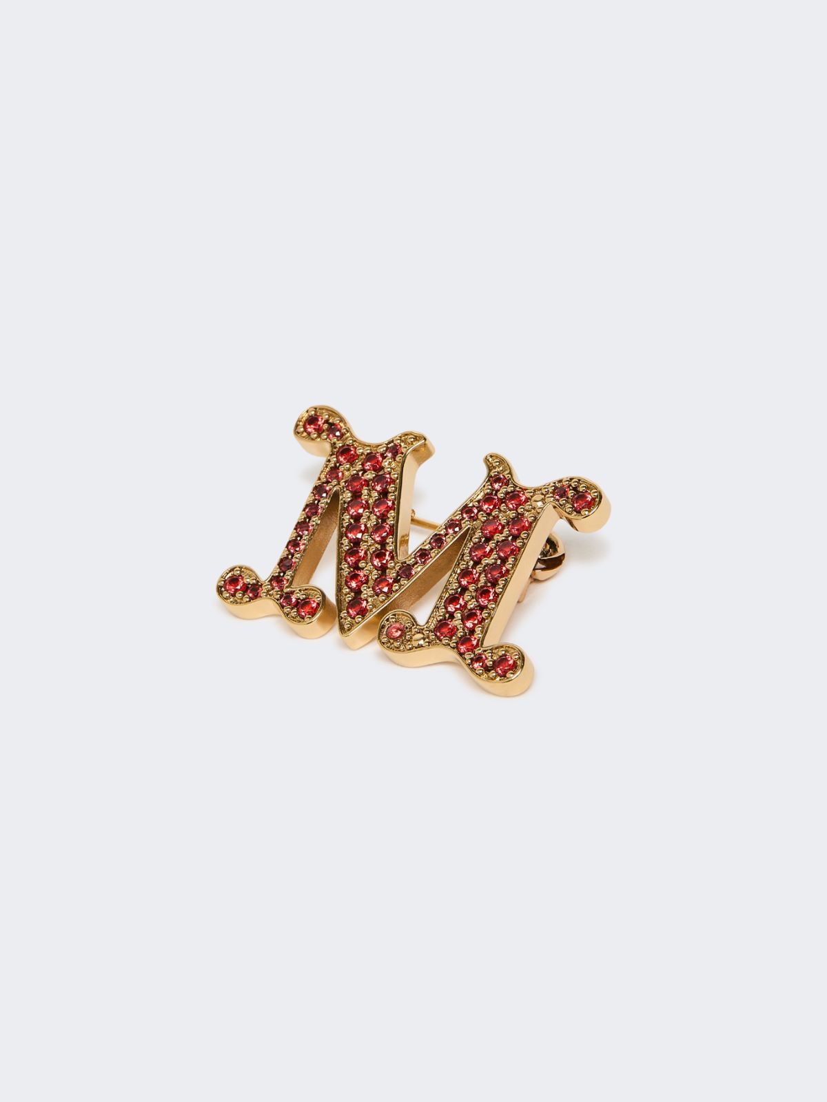 Crystal-adorned Monogram brooch - RED - Max Mara - 3