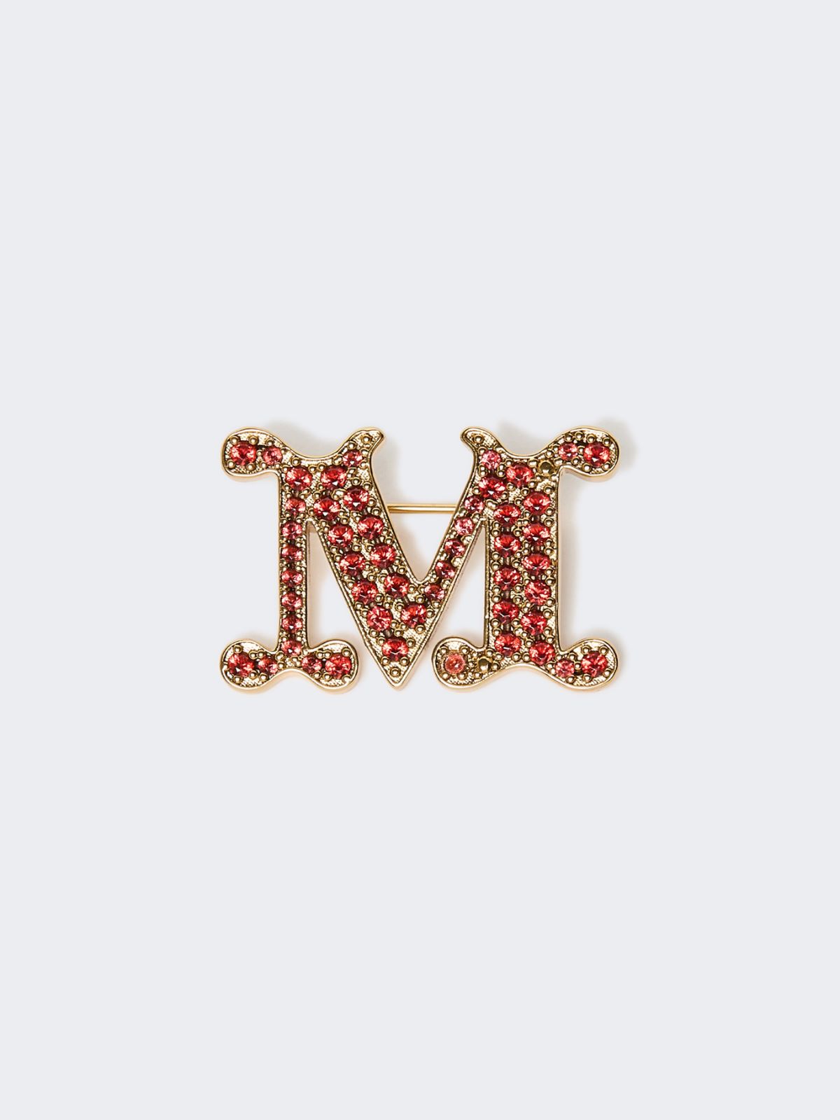 Crystal-adorned Monogram brooch - RED - Max Mara - 3