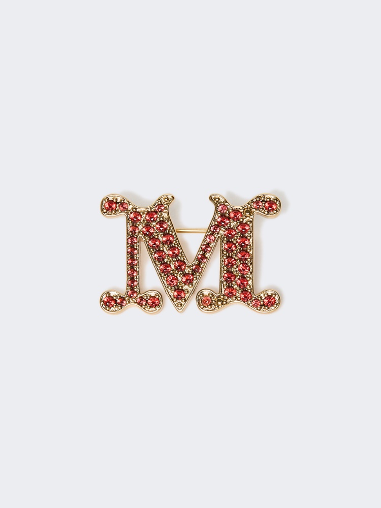 Crystal-adorned Monogram brooch - RED - Max Mara