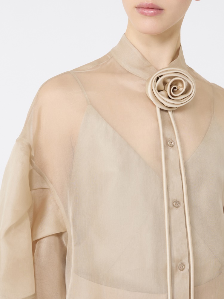 Satin flower brooch - BEIGE