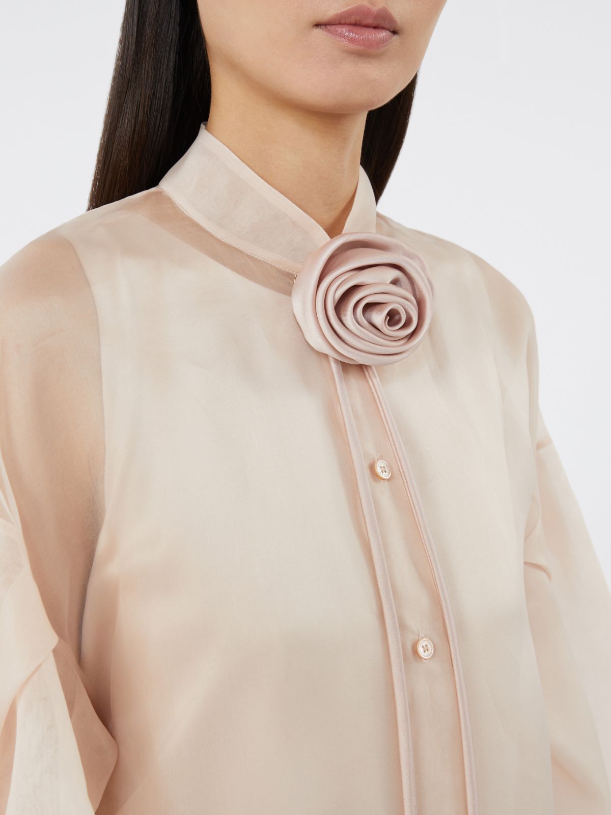 Satin flower brooch - PINK - 3