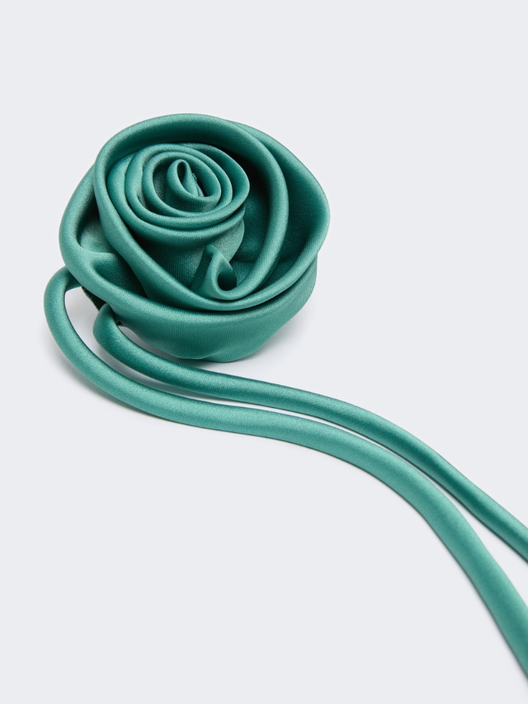 Satin flower brooch - PASTEL GREEN - 2