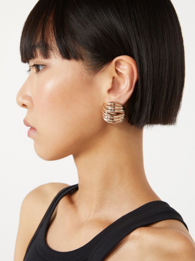 Wellenförmige Ohrringe aus Metall - BRONZE - Max Mara