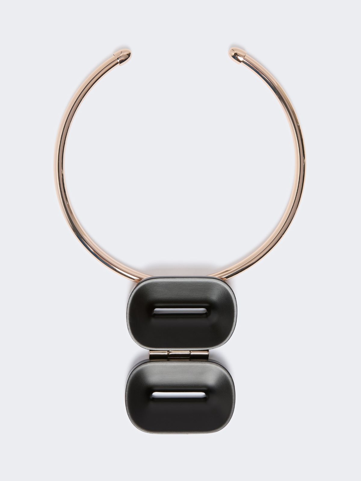 Choker necklace in metal and ebony - COFFEE