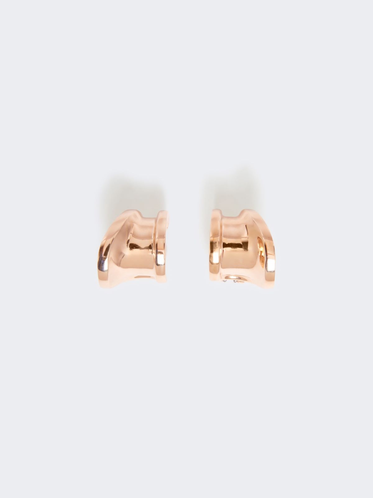Asymmetric metal earrings - BRONZE - Max Mara - 3