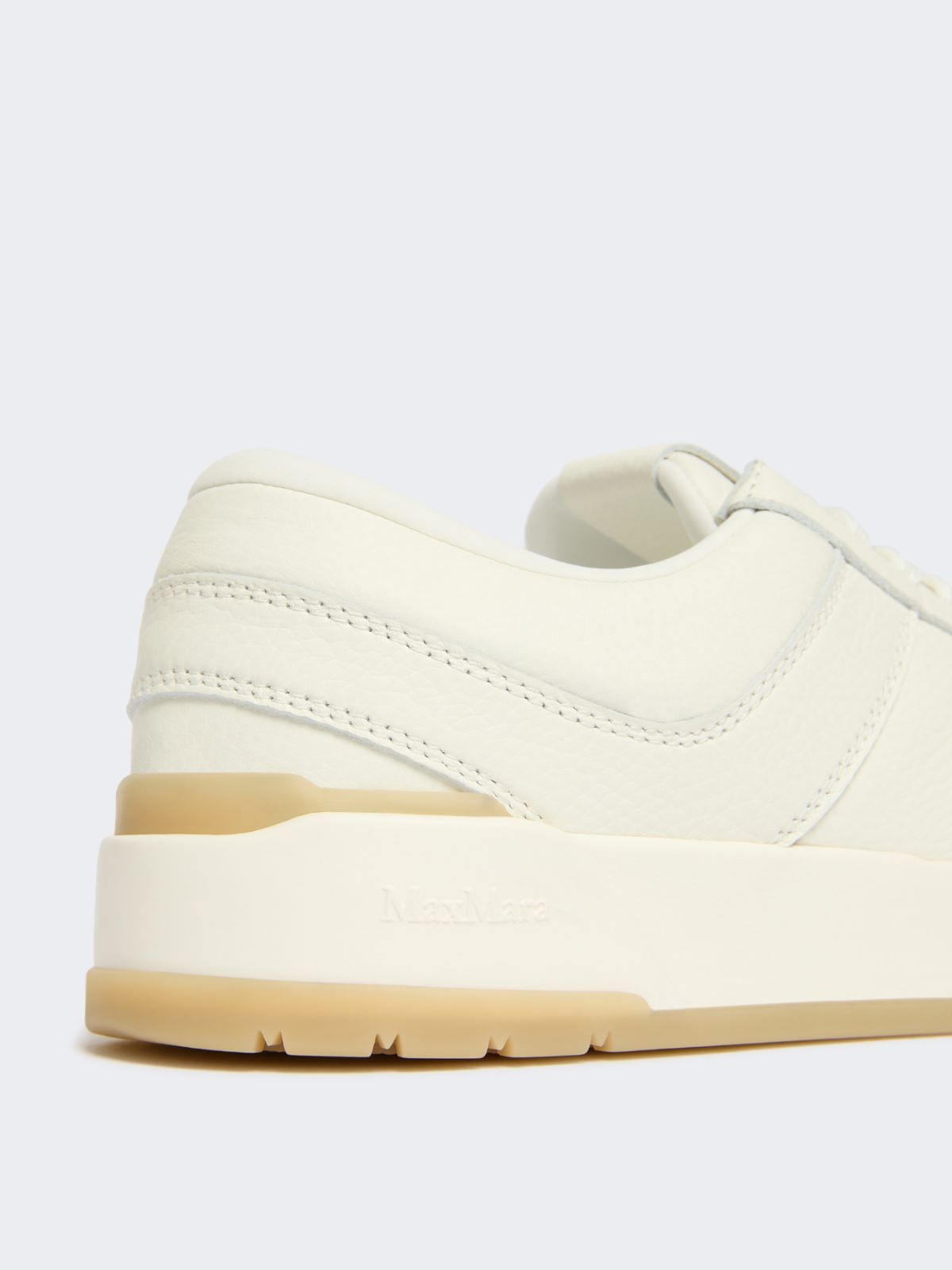 Low-top trainers in tumbled leather - WHITE - Max Mara - 5