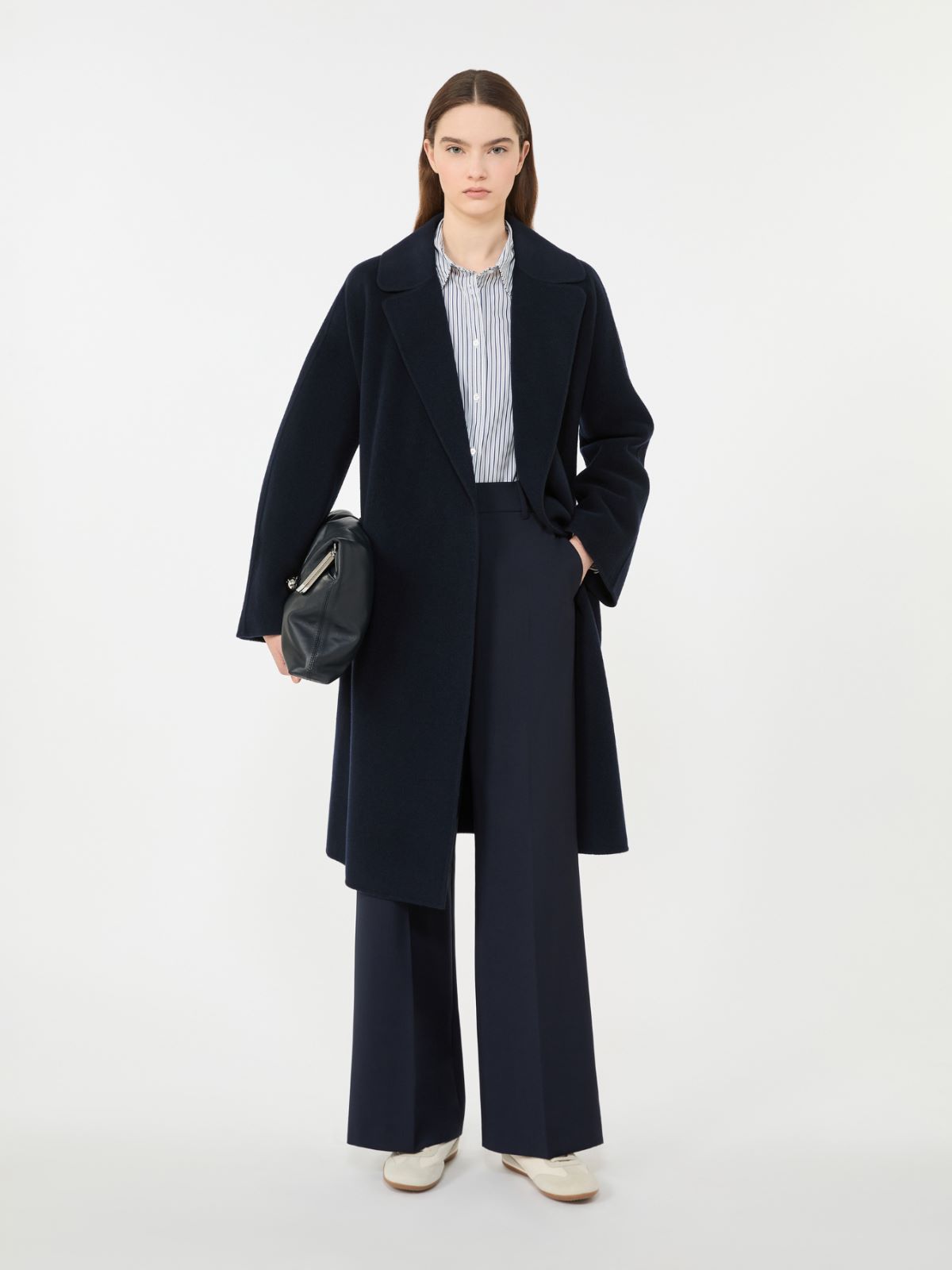 Manteau peignoir en double de laine mélangée - BLEU - Max Mara