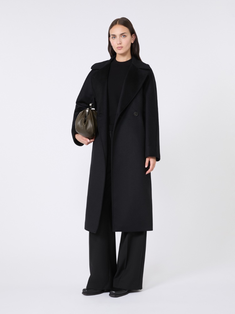 Wool robe coat - BLACK - 1