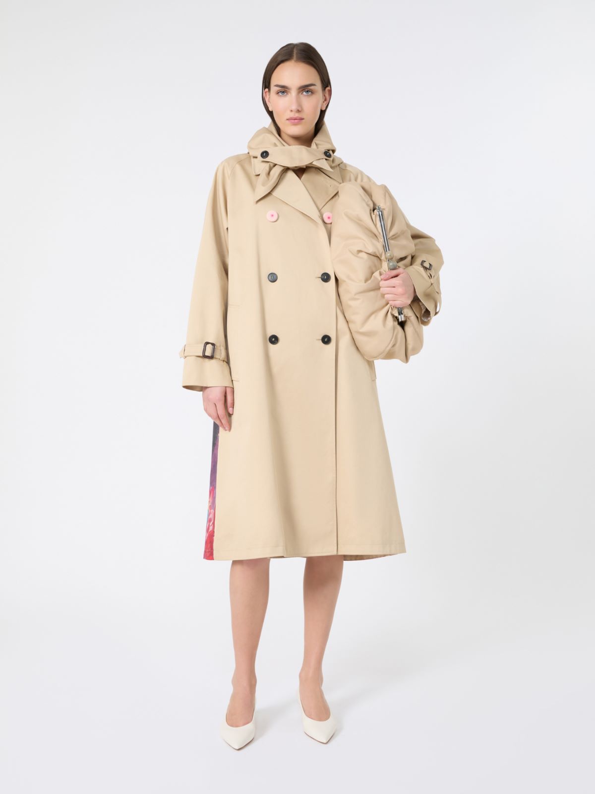 Water-repellent gabardine trench coat with print - PLUM - Max Mara