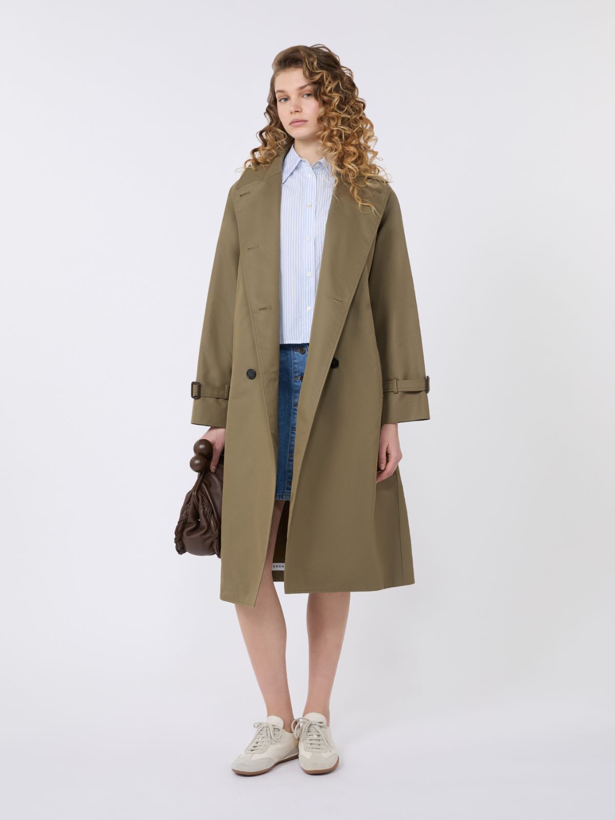 Reversible water-repellent gabardine trench coat - MUD - Max Mara