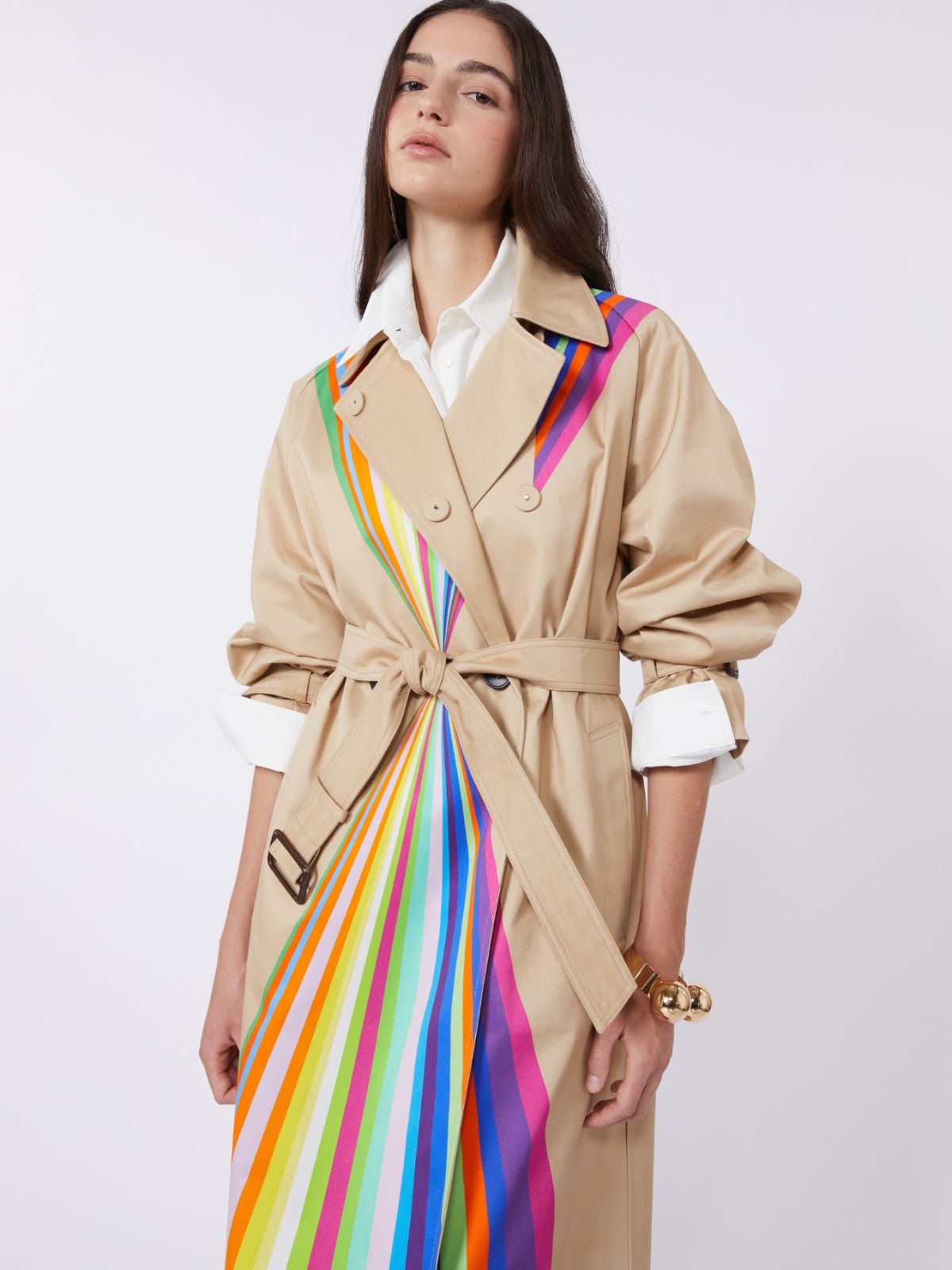 Trench coat in water-repellent cotton with rainbow print - MULTICOLOUR - Max Mara - 10