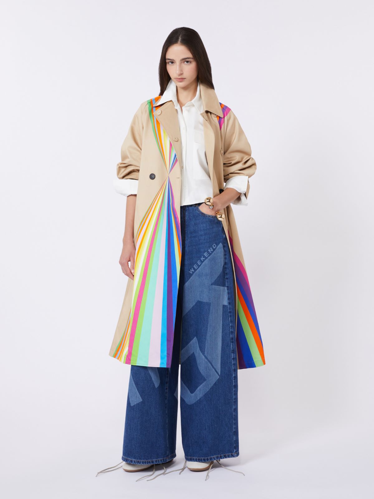 Trench coat in water-repellent cotton with rainbow print - MULTICOLOUR - Max Mara - 10