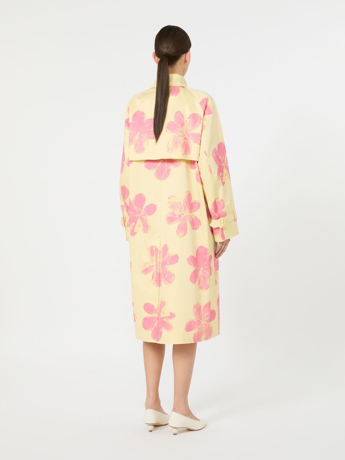 Midi trench coat in patterned water-repellent gabardine - YELLOW - Max Mara - 5