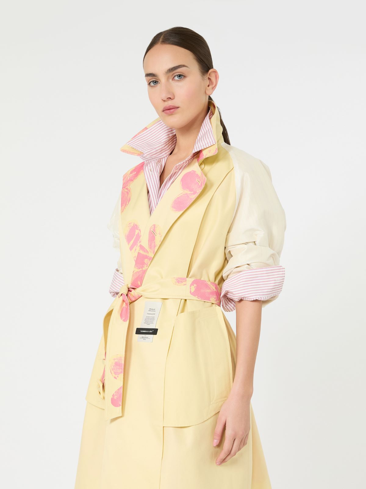 Midi trench coat in patterned water-repellent gabardine - YELLOW - Max Mara - 5