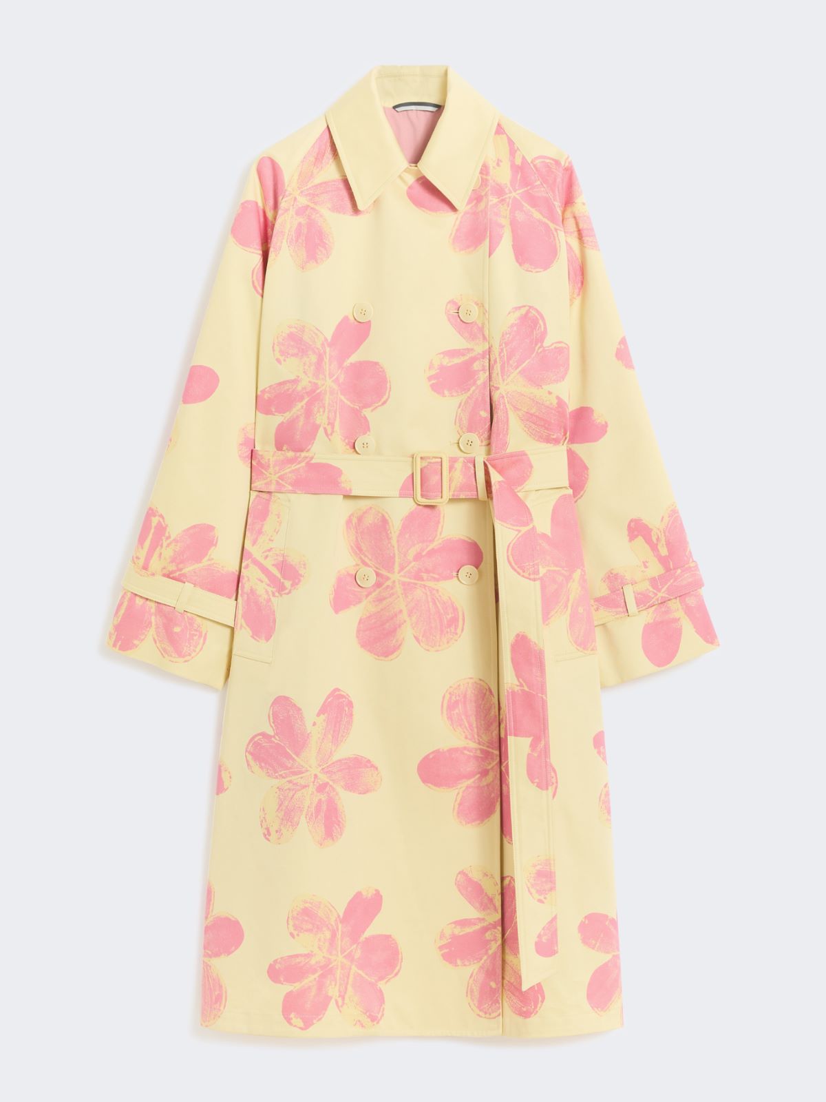 Midi trench coat in patterned water-repellent gabardine - YELLOW - Max Mara - 5