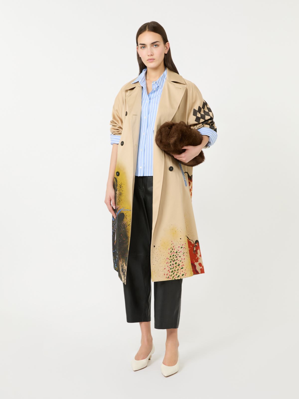 Trench coat in patterned water-repellent gabardine - SKIN ORIENT - Max Mara