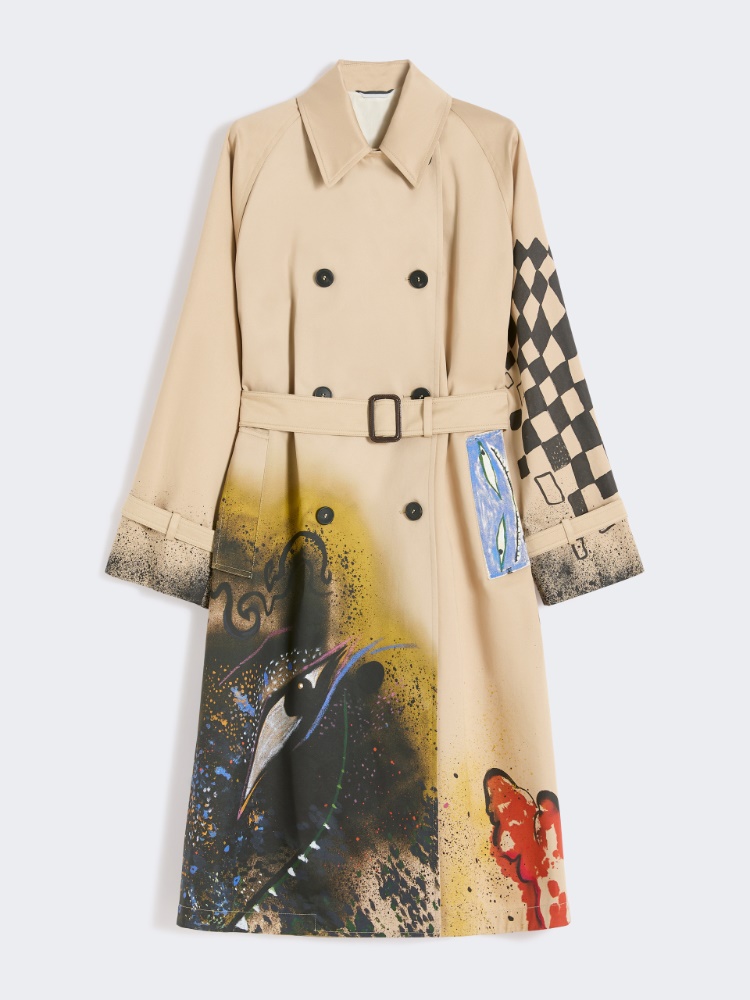 Trench coat in patterned water-repellent gabardine - SKIN ORIENT - Max Mara