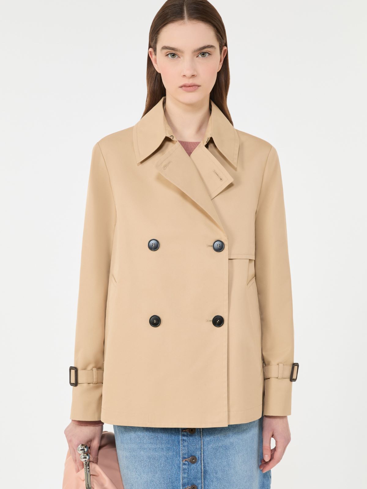 Cropped, water-repellent gabardine trench coat - BEIGE - Max Mara - 6