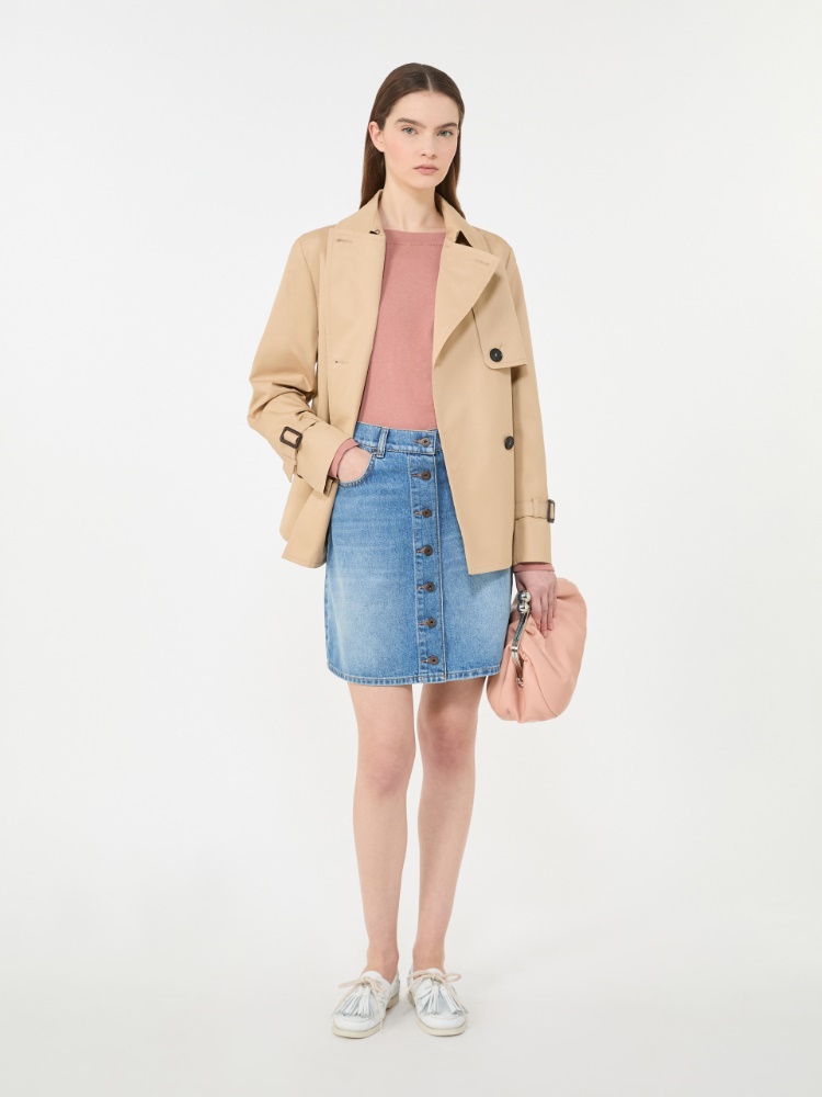 Cropped, water-repellent gabardine trench coat - BEIGE - Max Mara