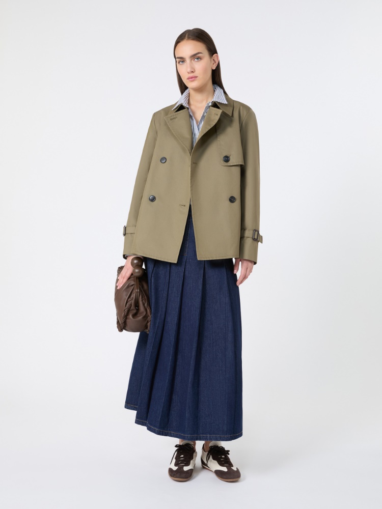 Cropped, water-repellent gabardine trench coat - MUD - Max Mara