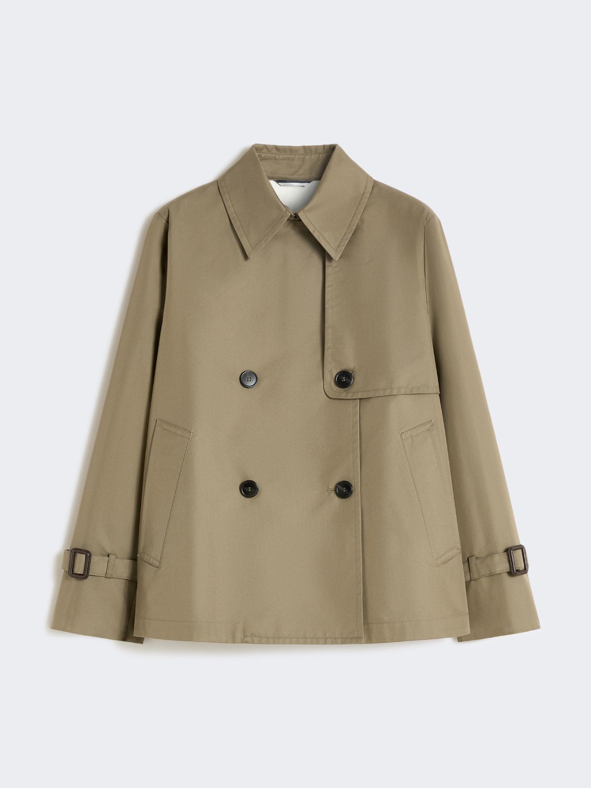 Cropped, water-repellent gabardine trench coat - MUD - Max Mara - 11