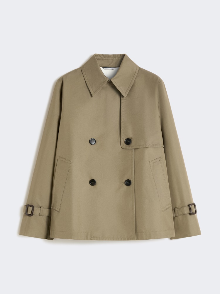 Cropped, water-repellent gabardine trench coat - MUD - Max Mara