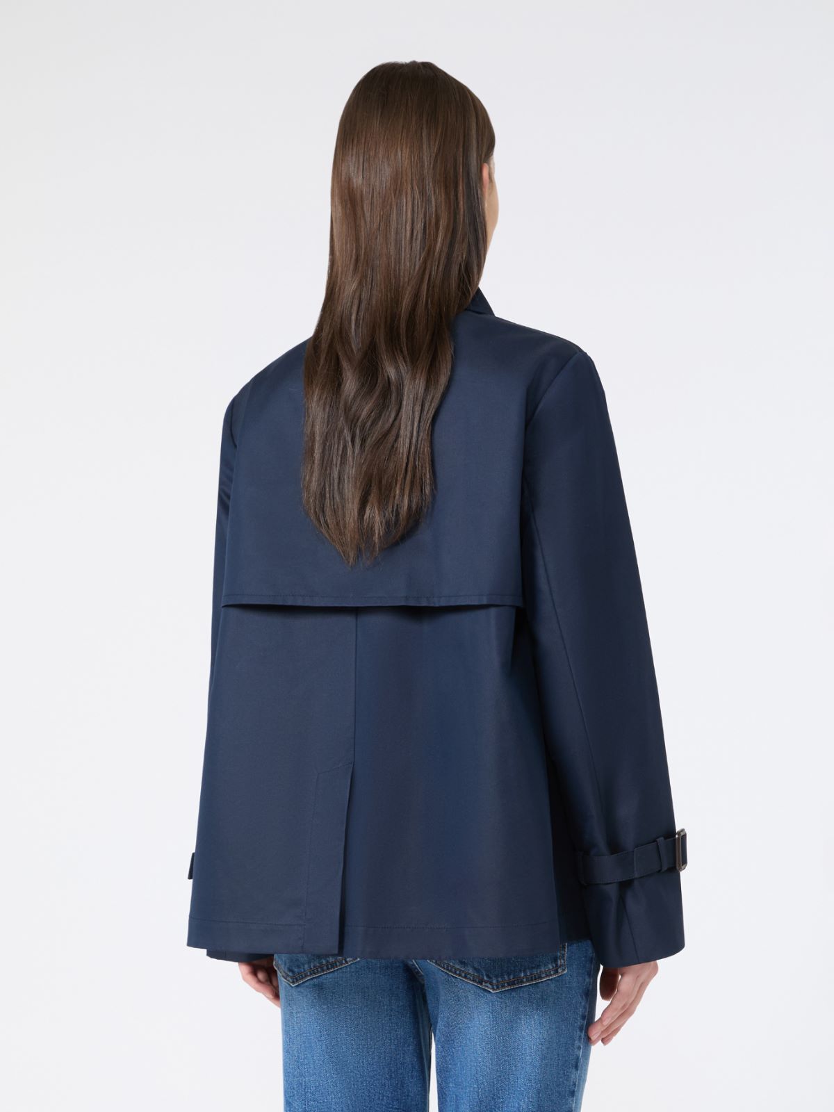 Cropped, water-repellent gabardine trench coat - NAVY - Max Mara - 6