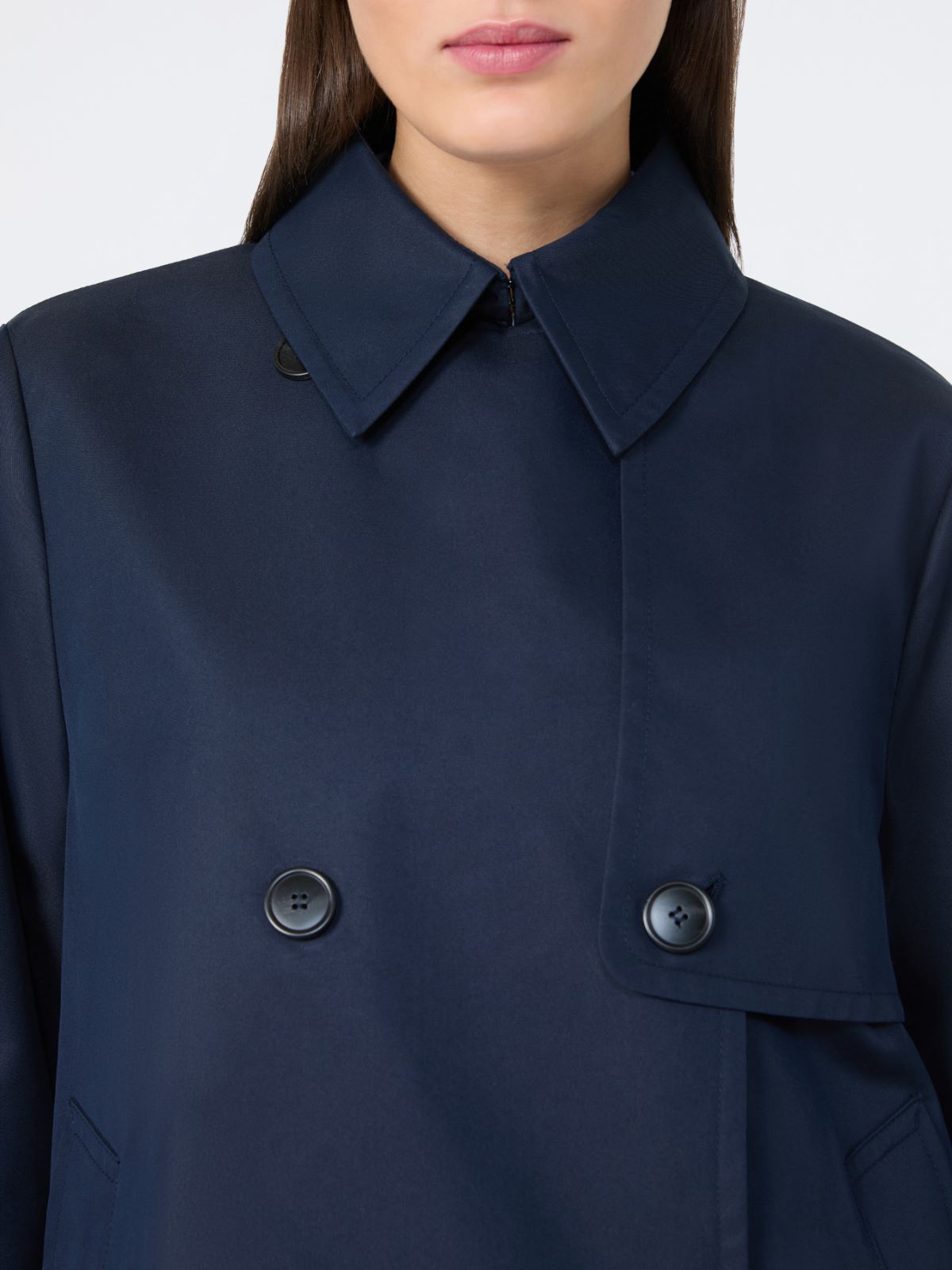 Cropped, water-repellent gabardine trench coat - NAVY - Max Mara - 6