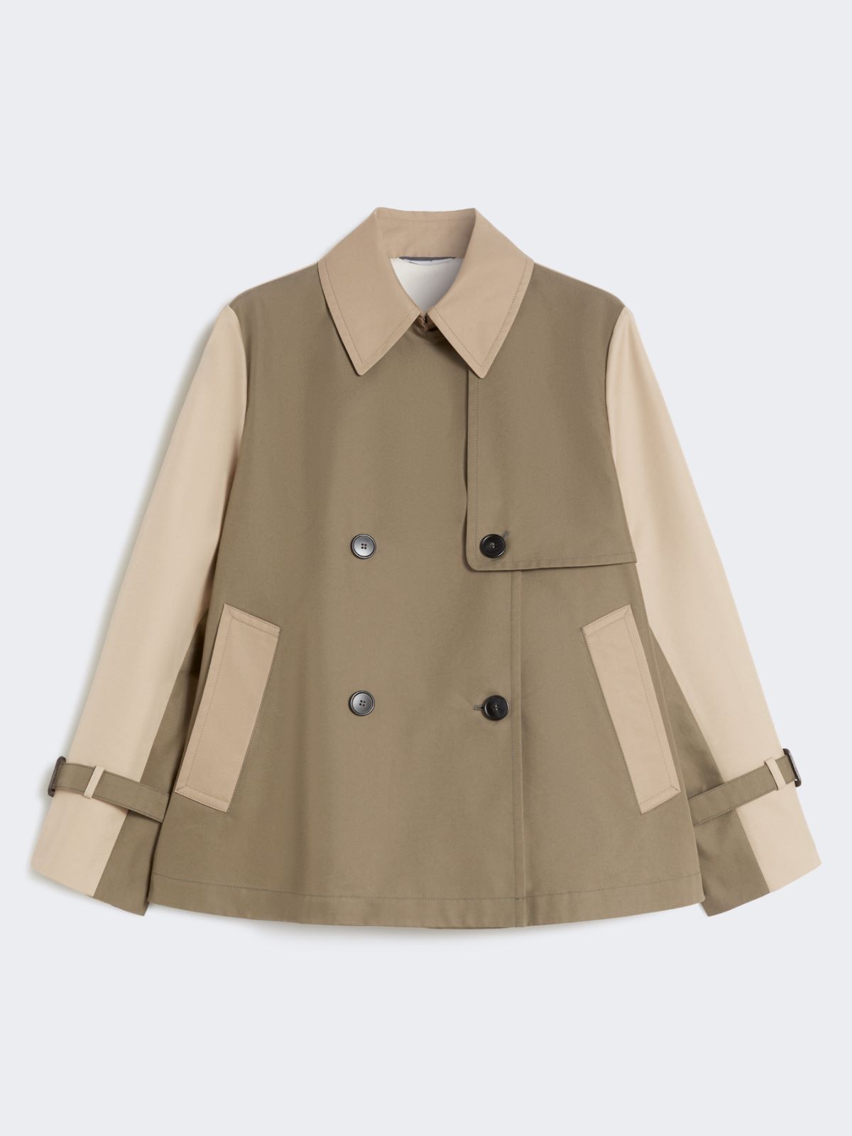 Cropped, water-repellent gabardine trench coat - MUD - Max Mara - 5