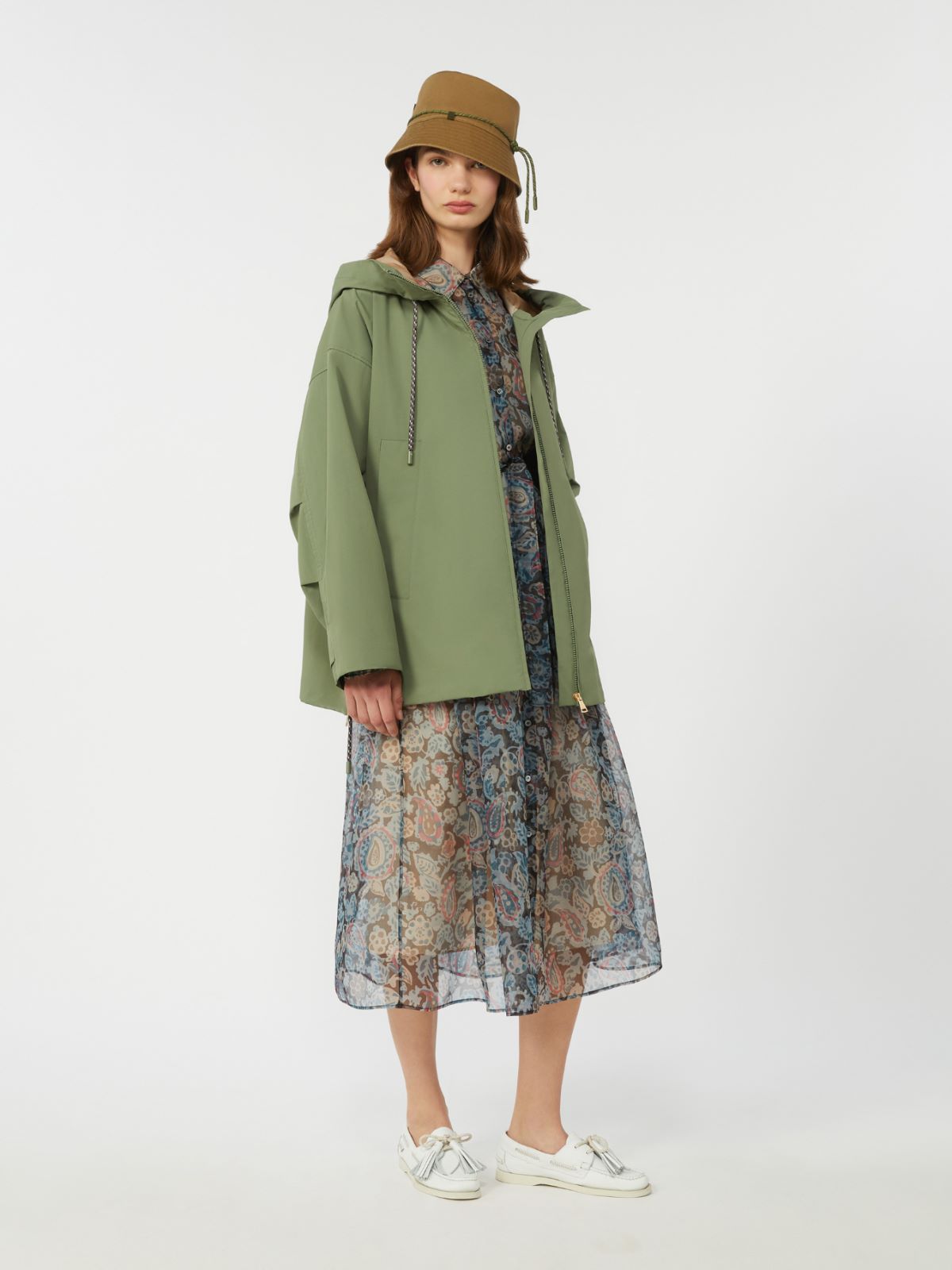 Water-repellent fabric windbreaker - OLIVE GREEN - Max Mara