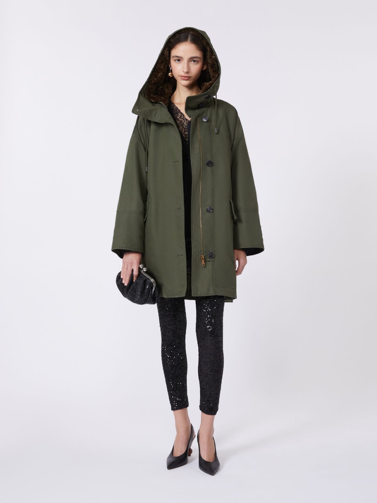Water-repellent canvas parka + KAKI - Max Mara